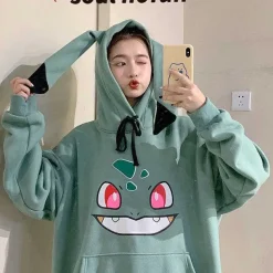 Pkm.store Herbst & Winter-Toller Pikachu, Glumanda, Schiggy Oder Enton Pokemon Oversize Hoodie Pullover