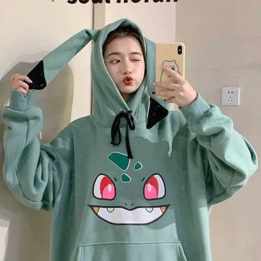 Pkm.store Herbst & Winter-Toller Pikachu, Glumanda, Schiggy Oder Enton Pokemon Oversize Hoodie Pullover