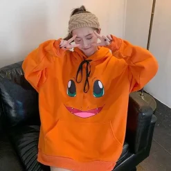 Pkm.store Herbst & Winter-Toller Pikachu, Glumanda, Schiggy Oder Enton Pokemon Oversize Hoodie Pullover