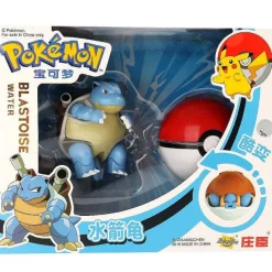 Pkm.store Pokemon Spielzeug-Turtok (Blastoise) Pokemon Spielzeug Set Mit Figur Und Pokeball